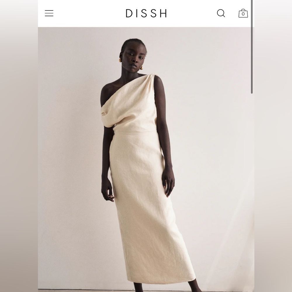 DISSH CASS BUTTERMILK LINEN MIDI DRESS